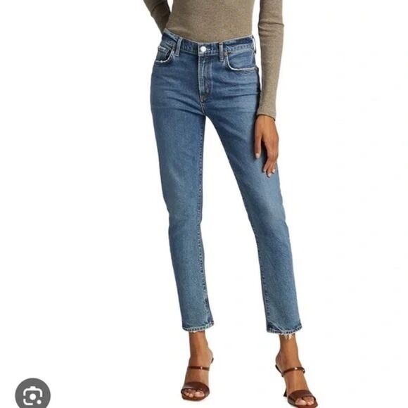 AGOLDE Jeans Toni Mid-Rise Slim Straight Blue Landmark Wash Size 26 A133G-3002 - Picture 1 of 9